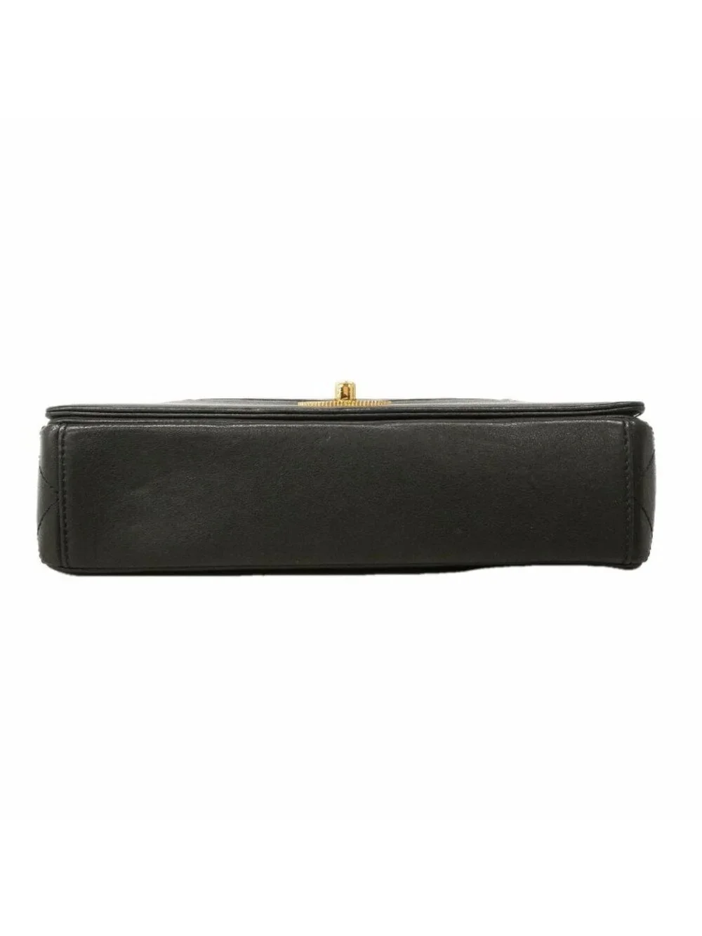 Chanel Shoulder Bag Mademoiselle Leather Black Gold